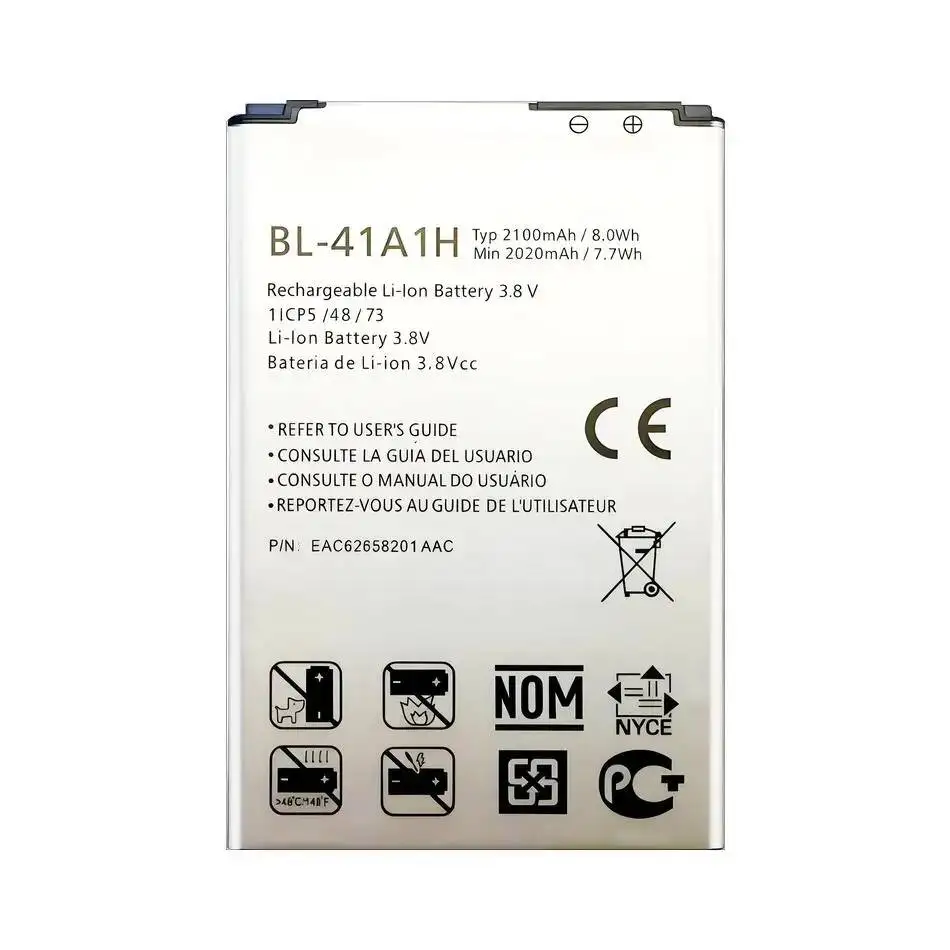 Batería de teléfono móvil para LG Optimus F60 MS395 D390N Tribute VS810PP Transpyre LS660 Safe 2100Mah BL-41A1H