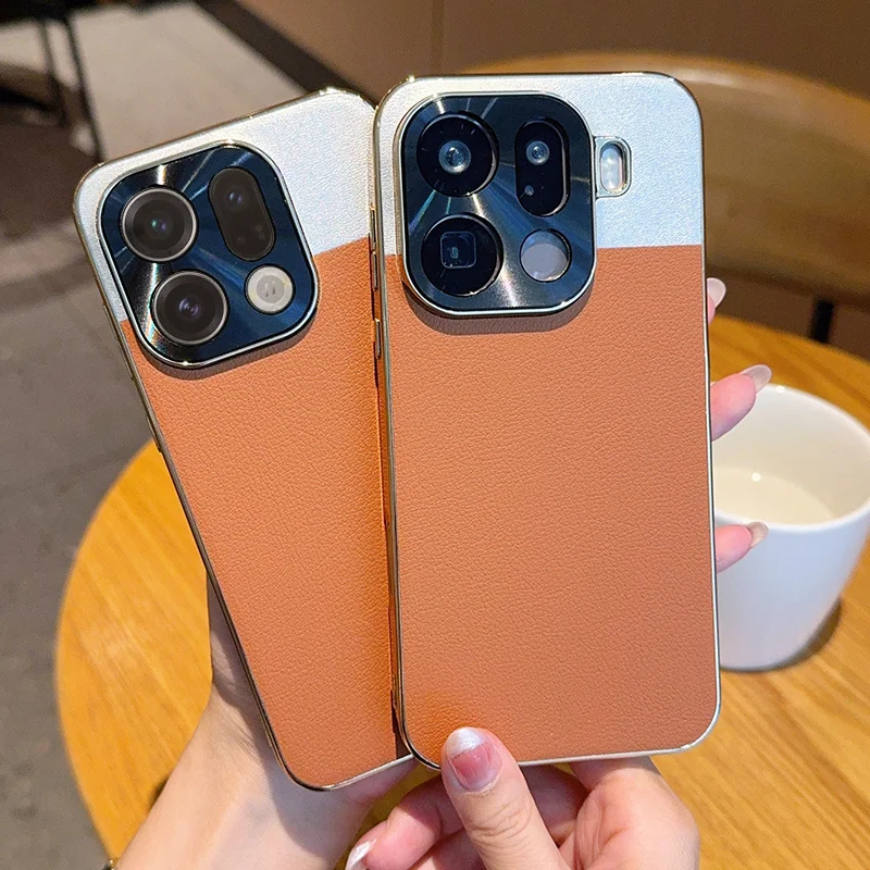 Para OPPO Find X9 Pro funda de lujo de cuero PU revestimiento de piel funda protectora trasera para Find X9 X8 Pro X8 Ultra X8S + carcasa de teléfono - imagen 3