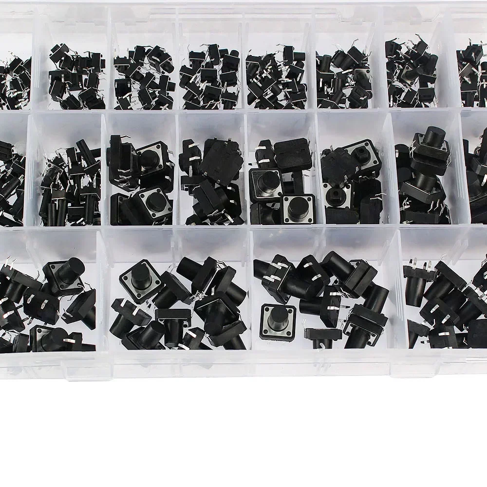 25/200/250 Uds Kit de interruptor Micro interruptor interruptores de botón Kit surtido DIY 6x6mm 12x12mm 12x12x7,3mm - imagen 5