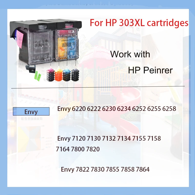 Vilaxh-cartucho de tinta 303XL, Compatible con impresoras HP303, HP 303, Envy 6220, 6222, 6230, 6234, 6252, 6255, 7120, 7130, 7132, 7155 - imagen 3
