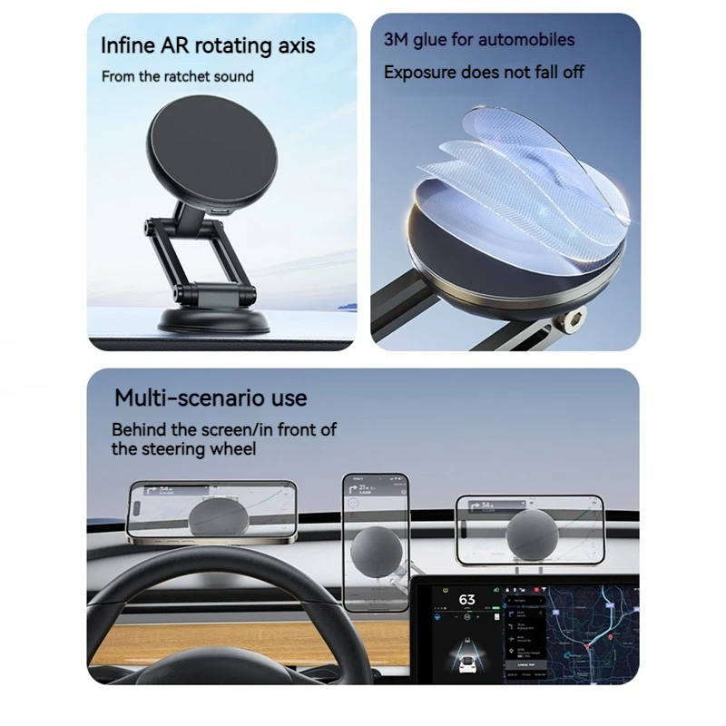 Cargador inalámbrico magnético Para coche, soporte de Metal plegable Para teléfono Iphone 15, 14, 13, 11pro Max, Samsung, 15W - imagen 4