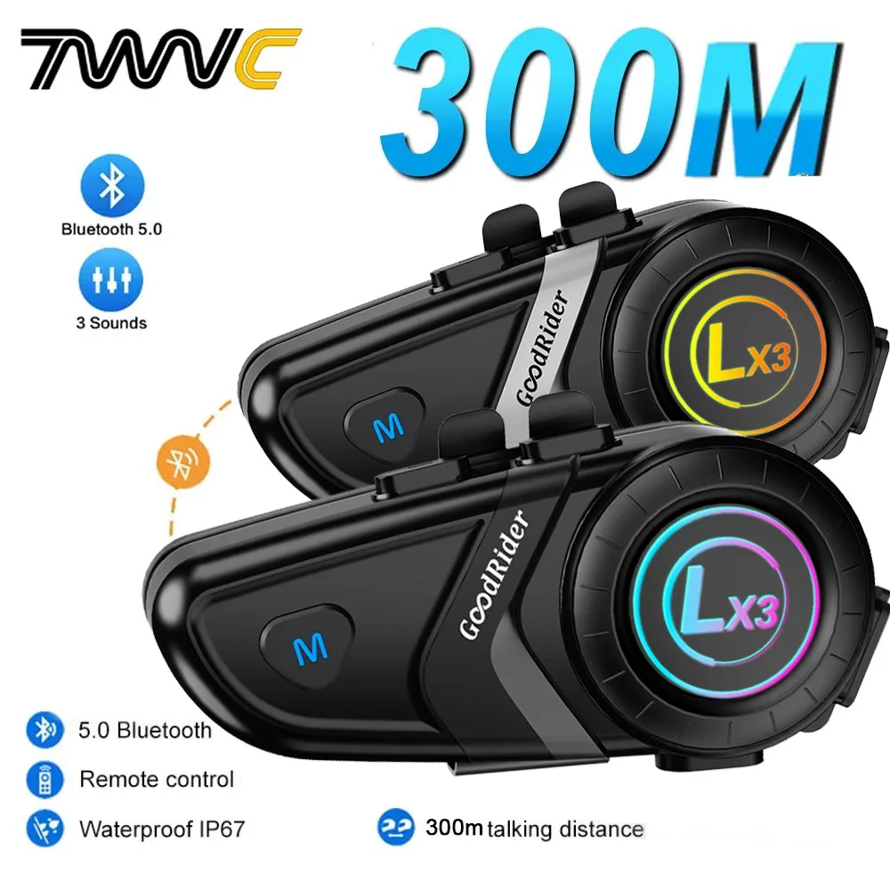 Intercomunicador Bluetooth LX3 para casco de motocicleta, auriculares inalámbricos para 2 conductores, BT5.0, 1/2x - imagen 2