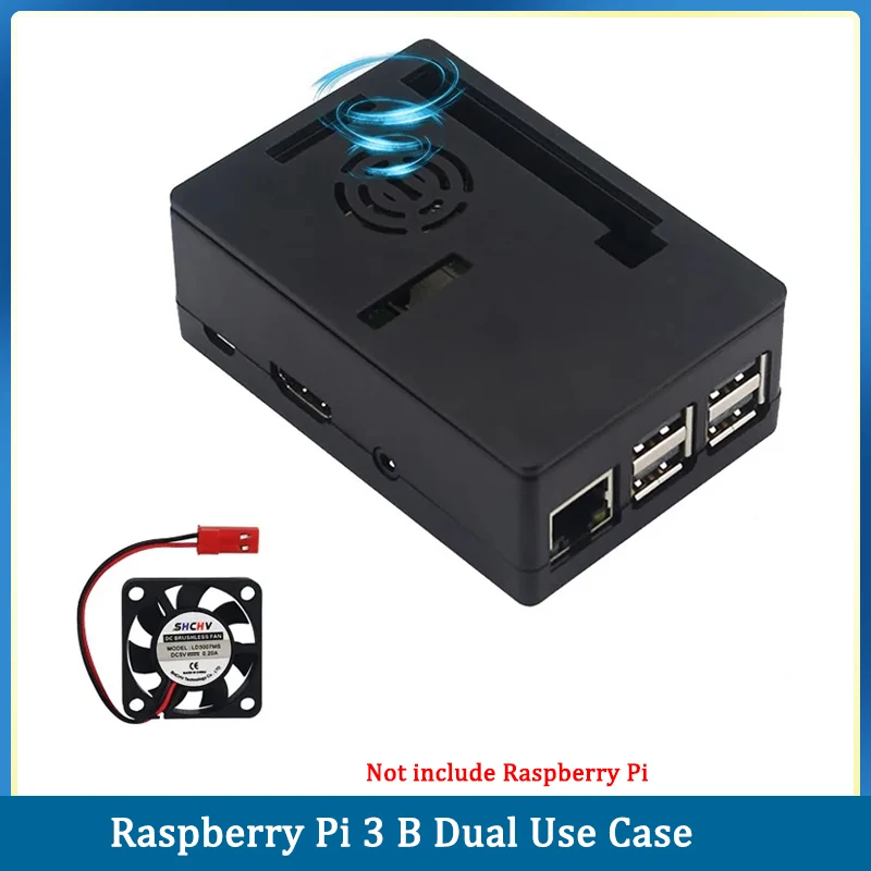 Carcasa de plástico ABS para Raspberry Pi 3 B, caja de doble uso, opción de ventilador de refrigeración de 5V, pantalla táctil de 3,5 pulgadas