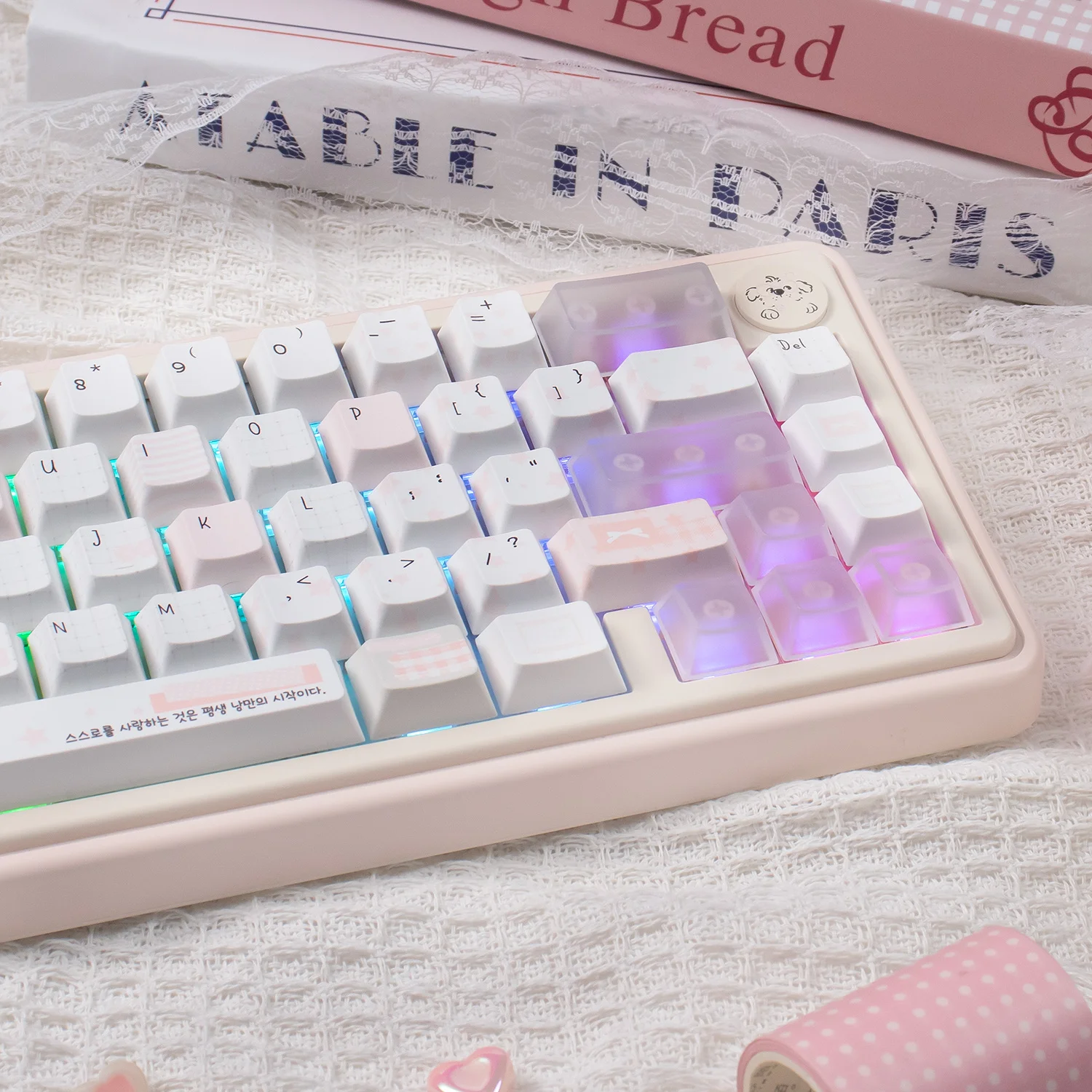 26 Uds. Teclas de PC transparentes antiniebla novedades en blanco perfil de cereza RGB suplemento mate tapas de teclas para teclado mecánico MX - imagen 5