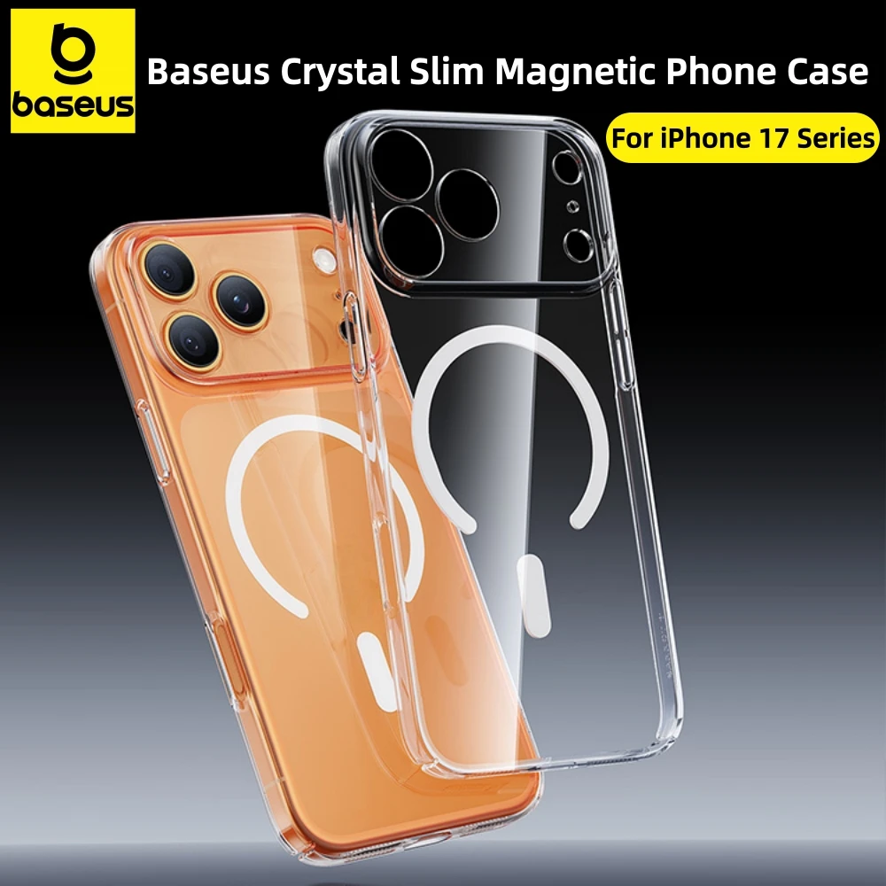 Baseus para iPhone 17 Pro Max funda magnética delgada carga inalámbrica magnética para Magsafe funda transparente antiamarillamiento