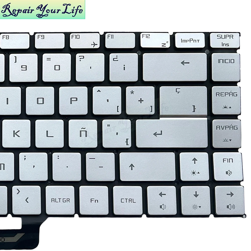 Retroiluminación del teclado español ruso del Reino Unido para MSI GS65 PS63 GF63 GF65 WP65 WS65 MS-16R1 16R4 teclas plateadas 9Z.NEVBN.A0R - imagen 3