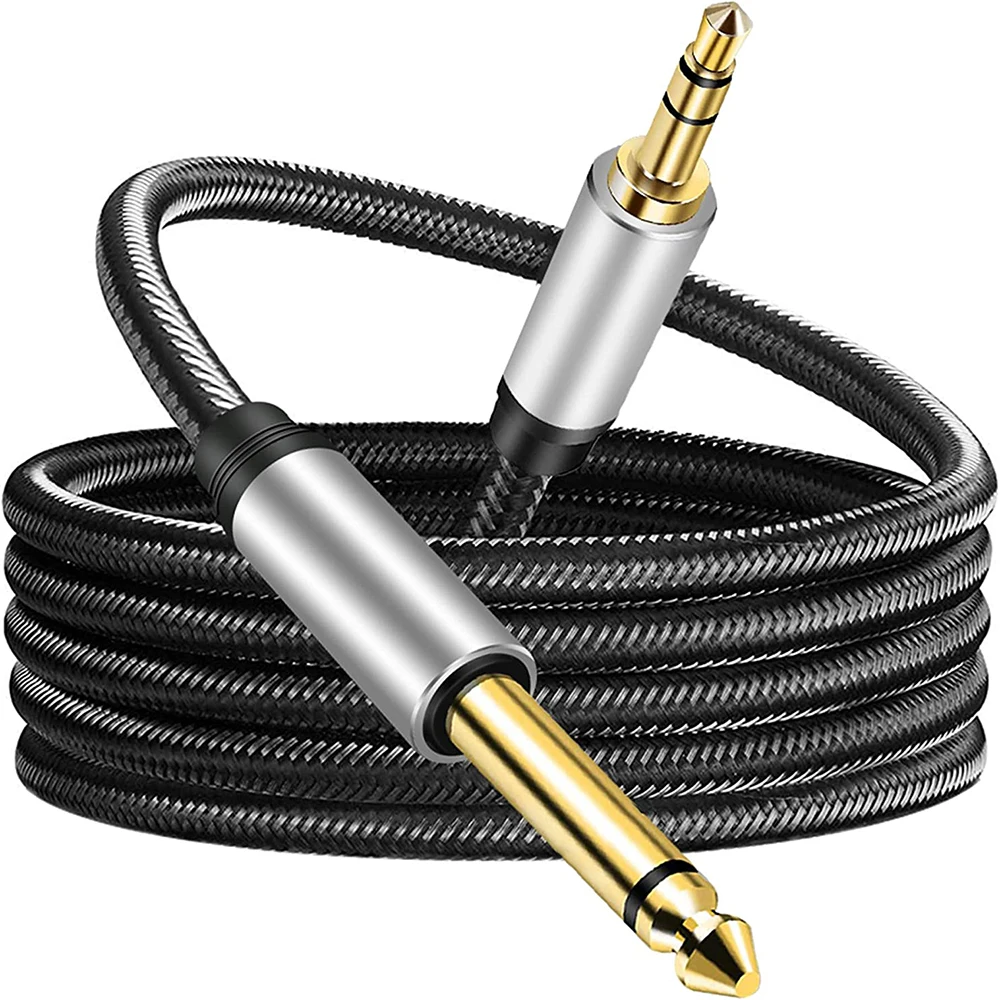 Nku 6,5 mm 1/4 pulgadas TS Mono a 3,5 mm 1/8 pulgadas TRS Estéreo Interconexión Adaptador AUX Cable de audio Mono a Estéreo Cable de conexión