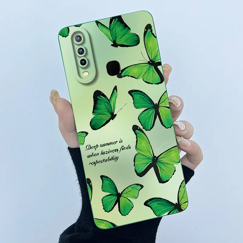 Para Vivo Y12 Y15 Y17 Y19 Y91 Y95 funda de teléfono moda simplicidad pintura al óleo flores contraportada suave carcasa de silicona líquida Fundas - imagen 3