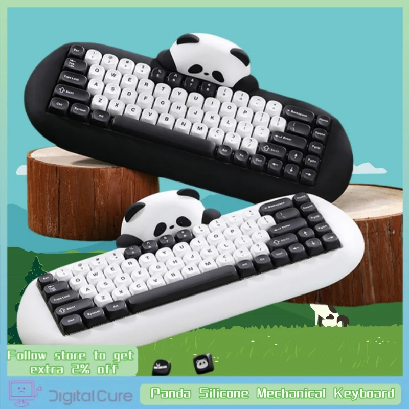Teclado mecánico de silicona Panda Thri-Mode Hot Plug inalámbrico Bluetooth teclado personalizado juego de oficina periféricos de ordenador - imagen 2