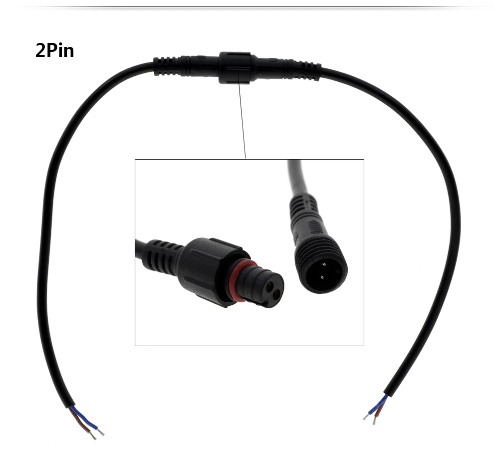5/10 pares de conector CC Cable impermeable 2 pines/3 pines/4 pines conector macho hembra Cable impermeable para tira de proyecto LED CCTV - imagen 4