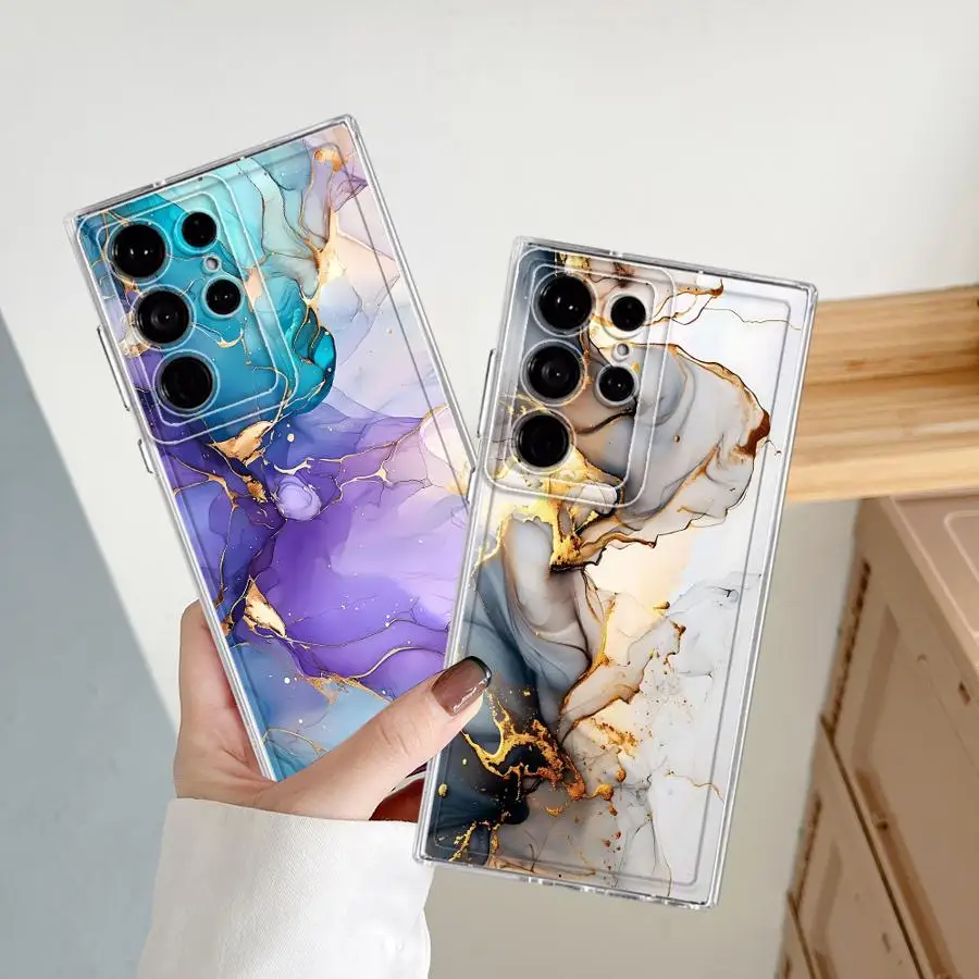 Funda de teléfono de mármol a la moda para Galaxy S20 S21 S22 S23 S24 Plus S21 S22 S23 S24 Ultra S20 S21 S23 FE Note 20 Ultra 10Plus - imagen 3