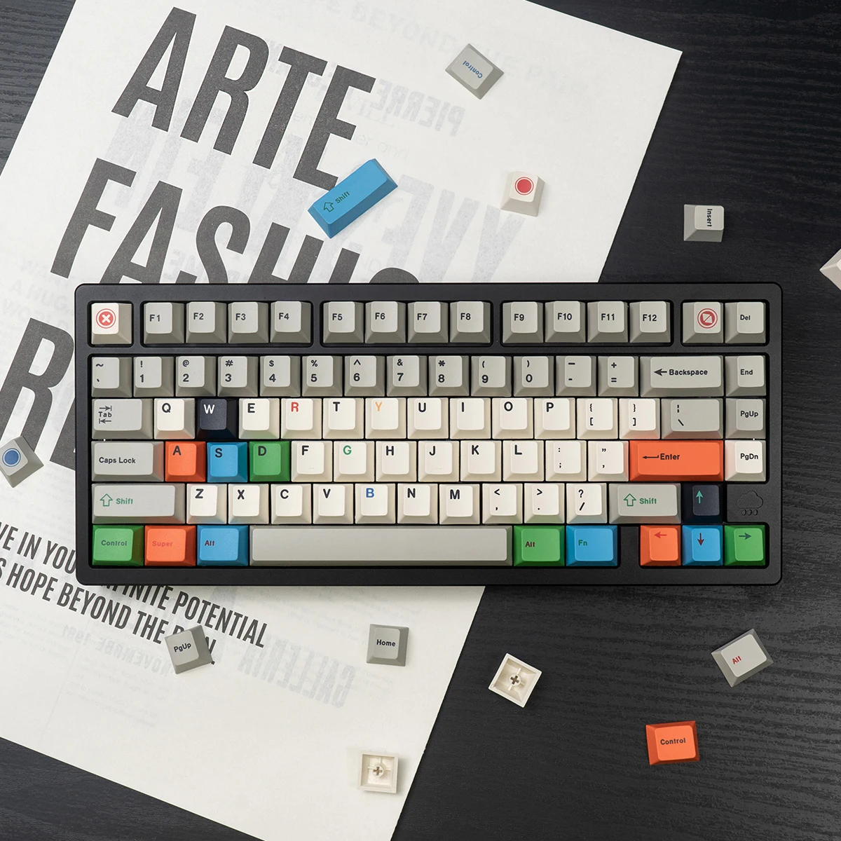 Teclas con temática de semáforo Retro de 161 teclas, teclas PBT, perfil de cereza, teclas personalizadas sublimadas por tinte para Lucky V2 Wooting - imagen 2