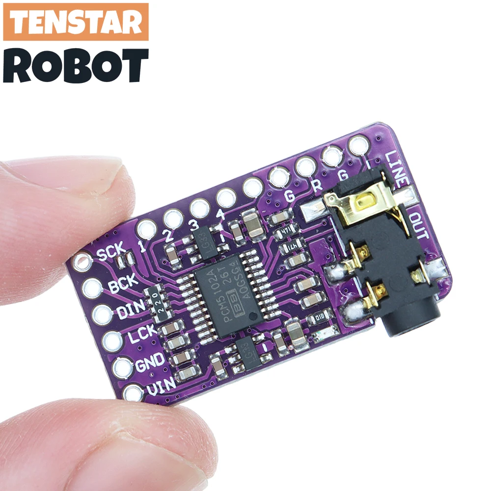 TENSTAR 3pcs PCM5102 Interface I2S DAC Decoder I2S Player Module For Raspberry Pi pHAT Format Board Digital PCM5102A Audio Board - imagen 5