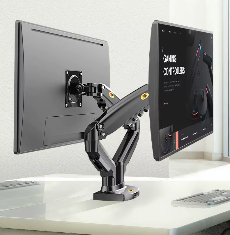 NB F160 Soporte Monitor Dual 17-27" Resorte Gas 360° USB 3.0 - imagen 2