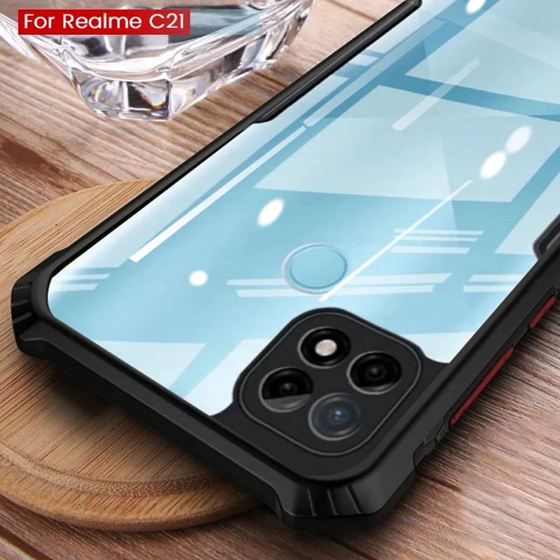 Para Realmi C21 funda transparente acrílica TPU parachoques armadura proteger Coque para Realmy Relme Realme C21 C 21 RealmeC21 Fundas