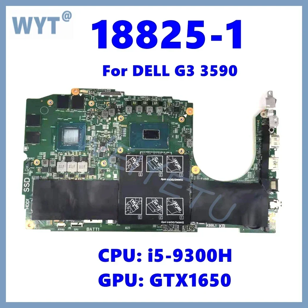Placa base para portátil 18825-1 CN-01YV01 para Dell G3 3590, placa base para ordenador portátil con i5-9300H CPU GTX1650-V4G GPU 100% probado OK