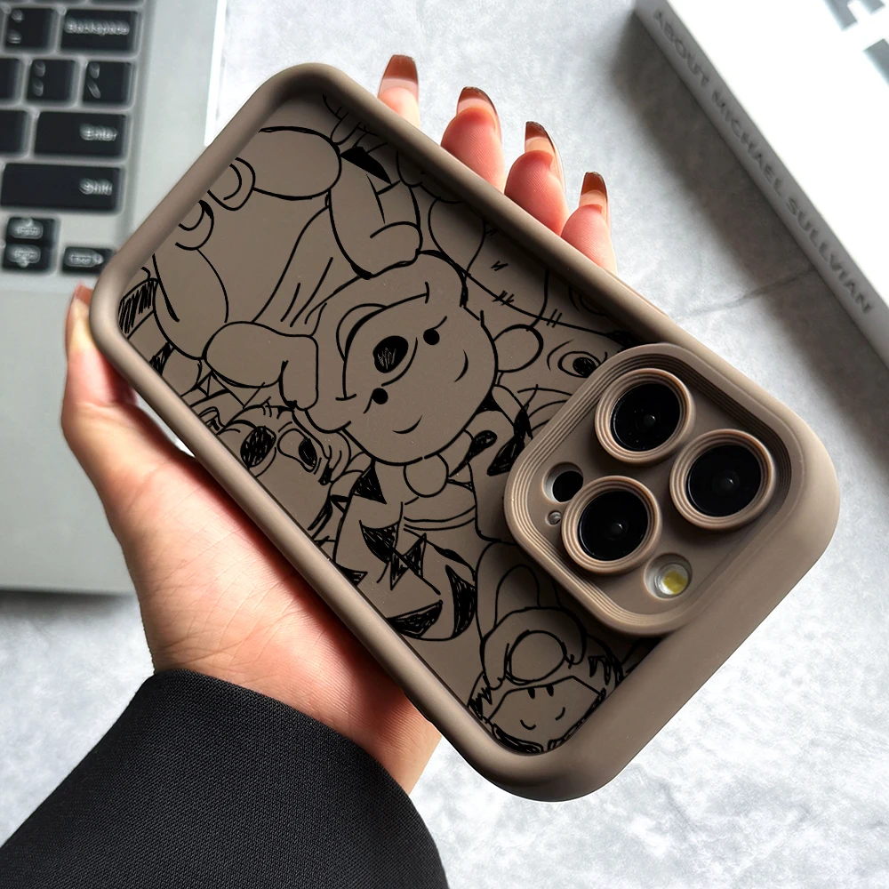 Funda de teléfono Pooh Bear Lines para Google Pixel 9 8 8A 7 7A Pro XL 5G TPU suave Funda a prueba de golpes - imagen 2