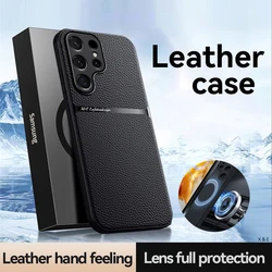 Samsung Galaxy S25 Ultra – Funda magnética de cuero para coche