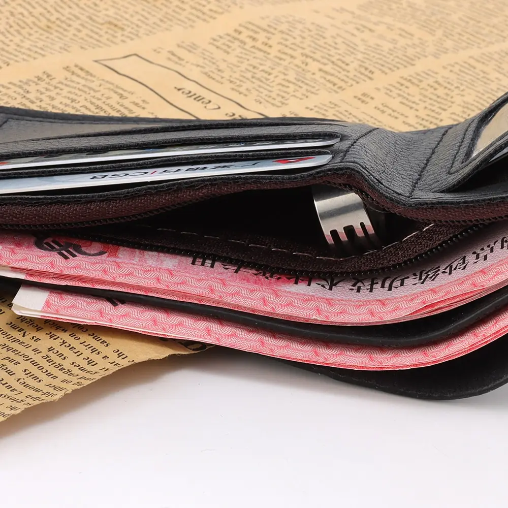 Monedero de cuero PU negro para hombre, billetera informal de gran capacidad, tarjetero - imagen 4