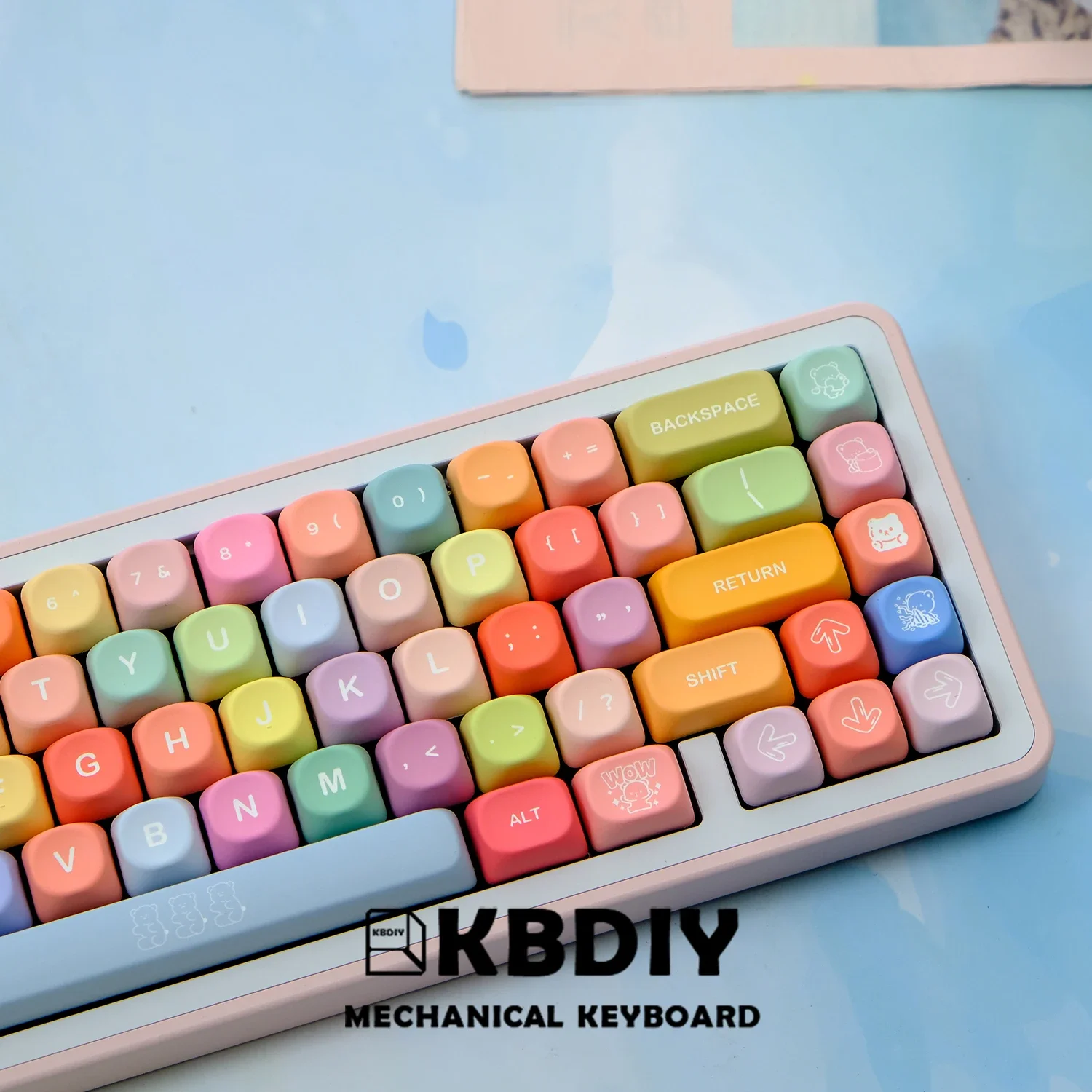 KBDiy-teclas PBT de osos de goma, perfil KOA, bonitas, personalizadas, 7U, para teclado mecánico, juego ak820 pro mad 68he 60, 131 teclas aula F87 F108 F99 Pro ACE60 ACE68 RAINY75 AK74 gx87 crush80 raven68 mad 60he ak8 - imagen 4