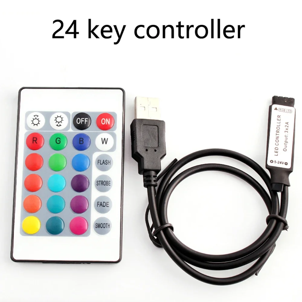 Tira de luces LED USB de 5V CC, mando a distancia RGB con Bluetooth, Control remoto IR inalámbrico RF para tira de luces LED, decoración del hogar - imagen 4