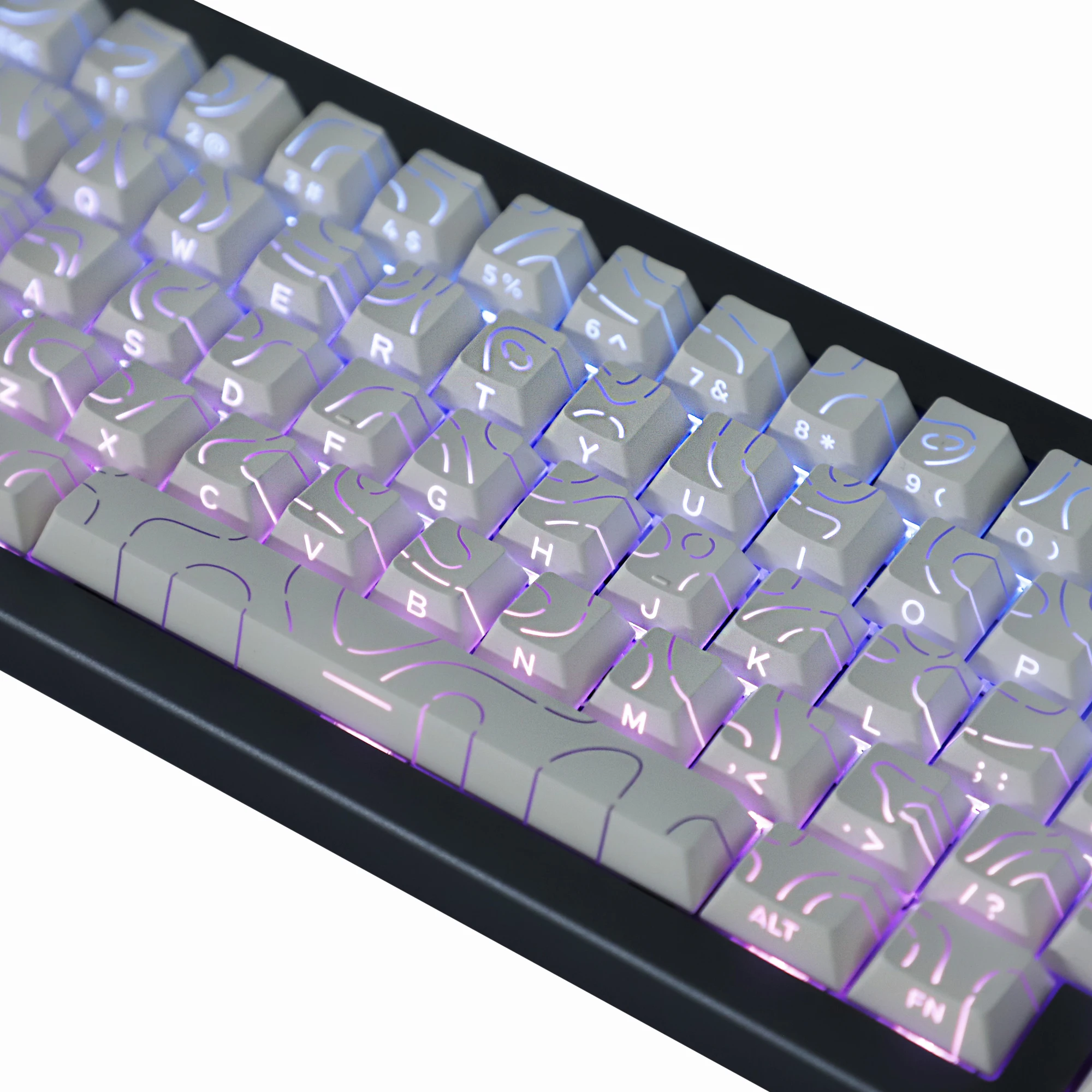 YMDK 97 teclas líneas de contorno blanco PBT teclas de doble disparo perfil de cereza translúcido retroiluminado lateral para teclados mecánicos MX - imagen 5