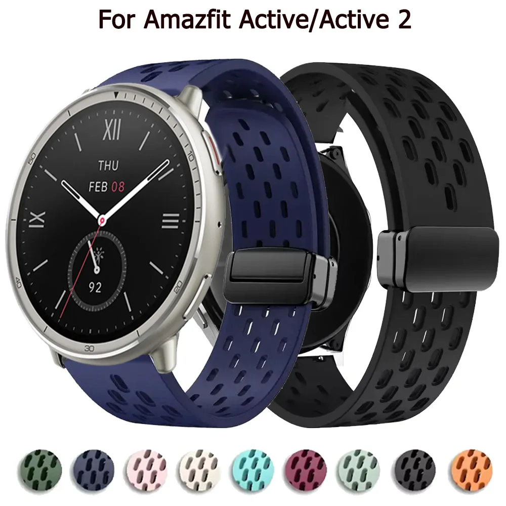 Correa de silicona de 22mm y 20mm para Amazfit Active 2/GTS 2 3 4, banda con hebilla magnética para pulsera Amazfit Balance/Stratos/GTR 2 3 4