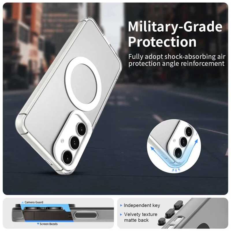 Para funda Samsung Galaxy A55 funda Samsung A55 Capas nuevo teléfono parachoques transparente anular magnético mate claro Fundas Samsung A55 - imagen 4