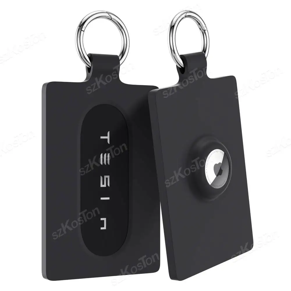 Funda con tarjetero para tarjeta AirTag y Tes-la, funda protectora de silicona suave Compatible con llave Tes-la Model 3 Y S X