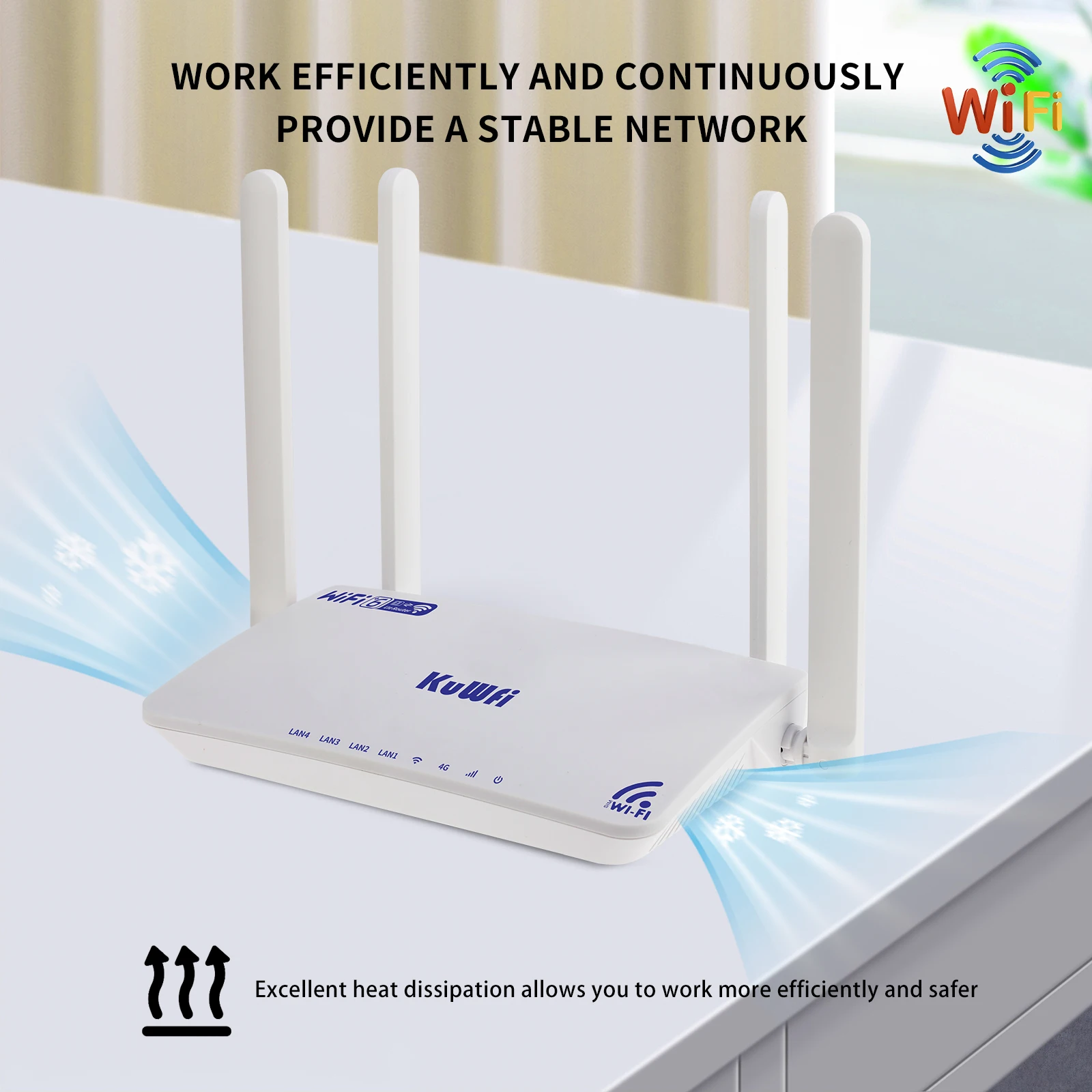 Enrutador WiFi KuWFi 4G LTE 300Mbps de alta velocidad 2,4G con ranura para tarjeta SIM 4 * enrutador de antena externa para hogar/oficina - imagen 5