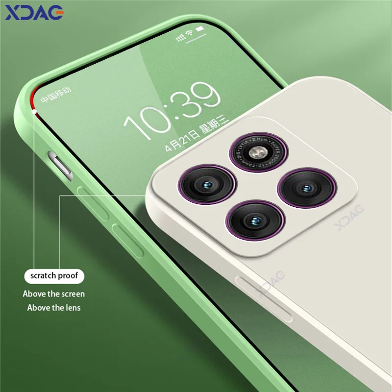 Funda de teléfono de silicona líquida cuadrada Original para Motorola Moto Edge 60 Pro 5G 360, fundas protectoras suaves anticaídas a prueba de golpes - imagen 4