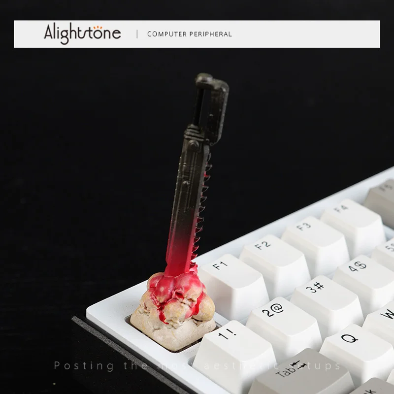 Juego de teclas con tema Alightstone, teclas originales personalizadas hechas a mano con cruz en relieve de resina 3D para accesorios de teclado mecánico, regalo