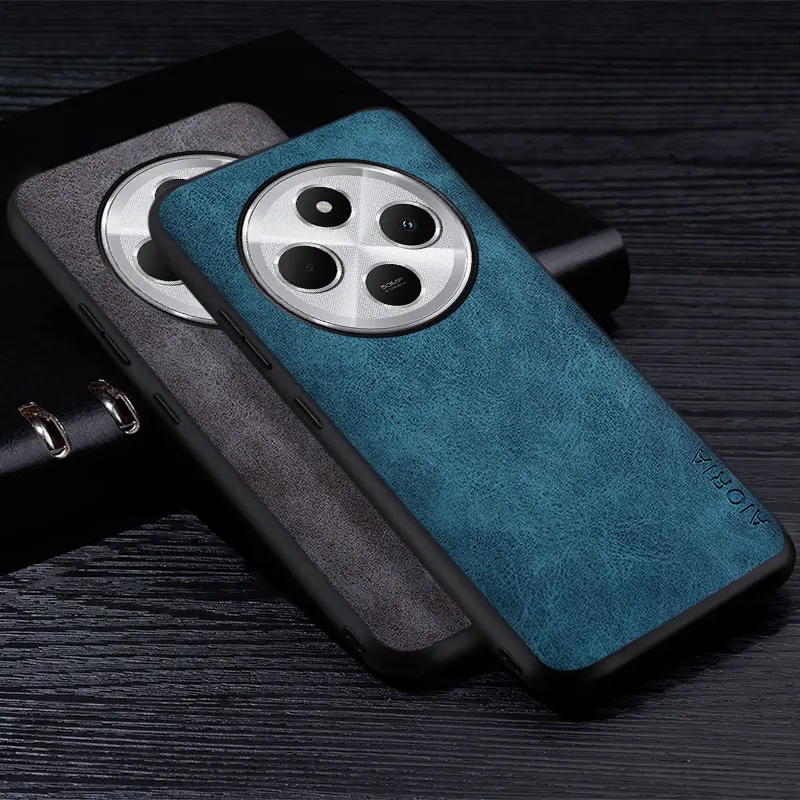 Funda de teléfono de cuero PU Premium para Xiaomi Redmi 14C, cubierta de Color sólido resistente a los arañazos para funda Redmi 14C