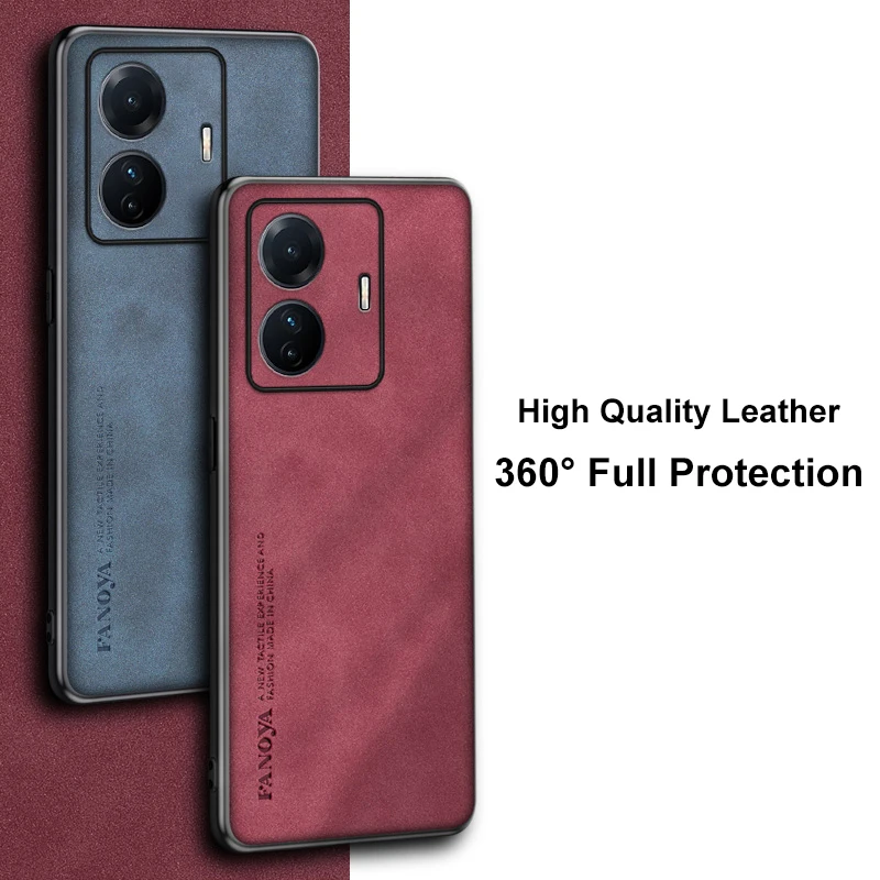 Funda de cuero de lujo para Vivo T1 Pro 5G, carcasa trasera mate de silicona a prueba de golpes, protección completa, funda de teléfono para Vivo T1 S15E Coque - imagen 3