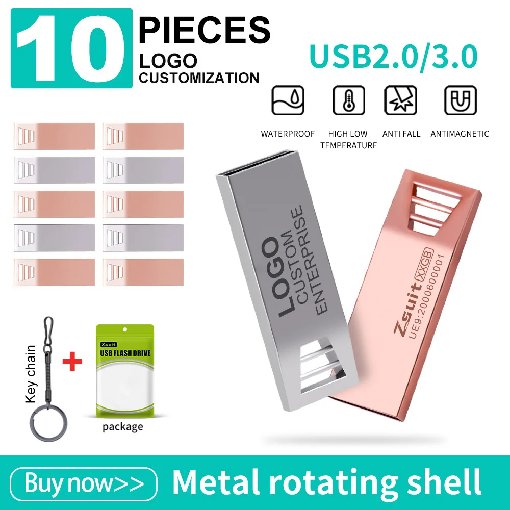 Zsuit unidad Flash USB de 10 piezas, Pen Drive de 16GB, 32GB, 64GB, 3,0/2,0, 128GB, resistente al agua