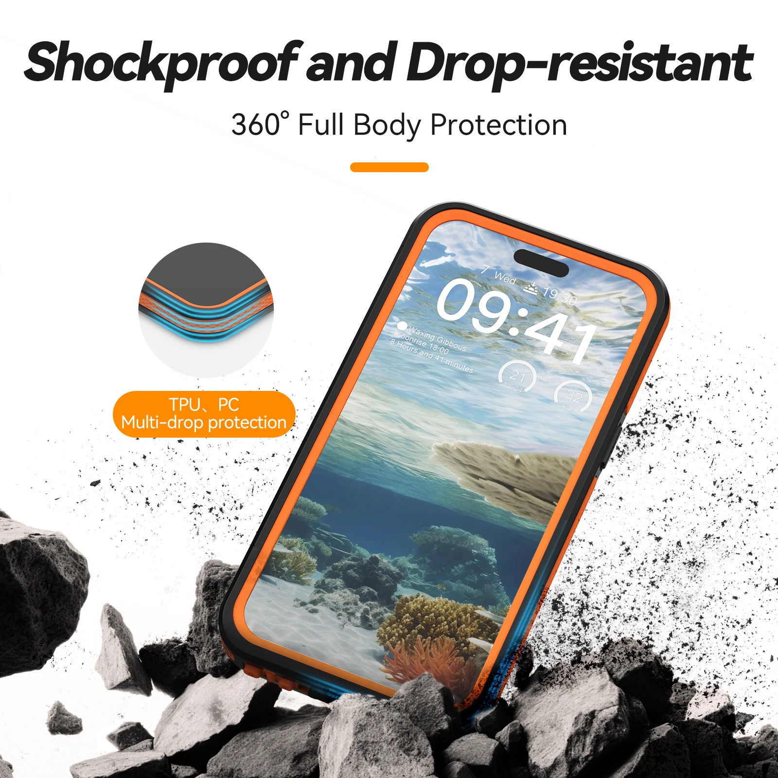 TELESIN IP68 funda impermeable para IPhone 15 15 Pro 15 Pro Max teléfono cubierta a prueba de caídas buceo natación subacuática protección al aire libre - imagen 5