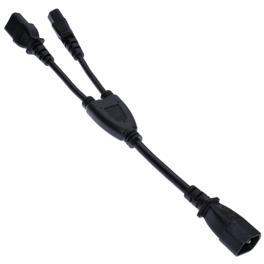 Conector macho IEC 320 C14 a cable de alimentación divisor tipo Y hembra 2XC13, Cable adaptador de corriente C14 a 2 vías C13 30CM * - imagen 3