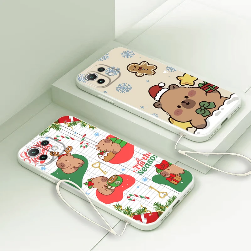 Funda de teléfono suave para Xiaomi Mi 11 12 Lite 13 10T 11T 12T Pro lindo capibara de Navidad - imagen 3