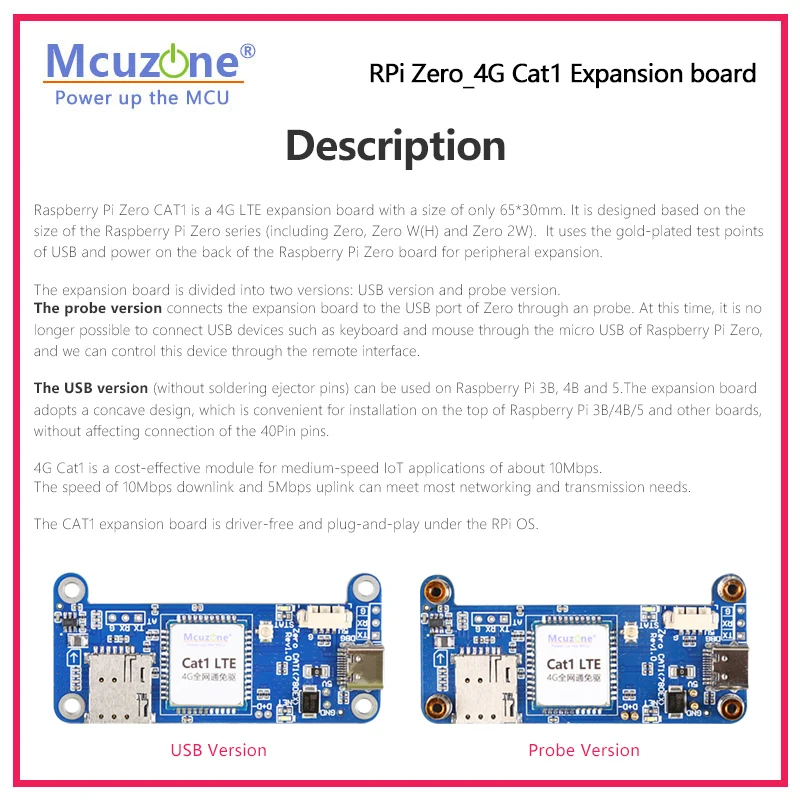 RPI0_CAT1, placa de expansión Raspberry Pi zero Cat1, 4G LTE sin controlador, compatible con zero2w zero wH, Ubuntu,RPi OS - imagen 2