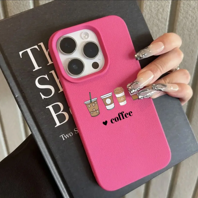 Funda de teléfono con diseño de taza de café minimalista, diseño de lichi para iPhone 17 16 15 Pro Max 14 Plus 13 12 11 17 16E XS XR X 17Air - imagen 5