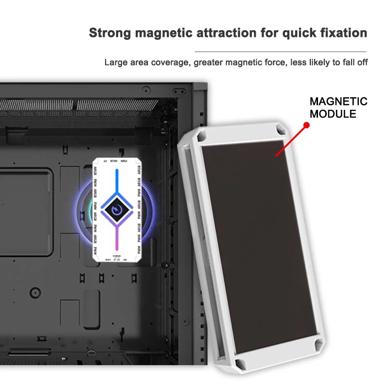 Power Train-Z-H8 V2 5V, 3 pines ARGB y 4 pines PWM HUB, ventilador de refrigeración para PC, divisor SATA, fuente de alimentación, HUB de succión magnética 2 en 1, 8 Interfaces - imagen 5