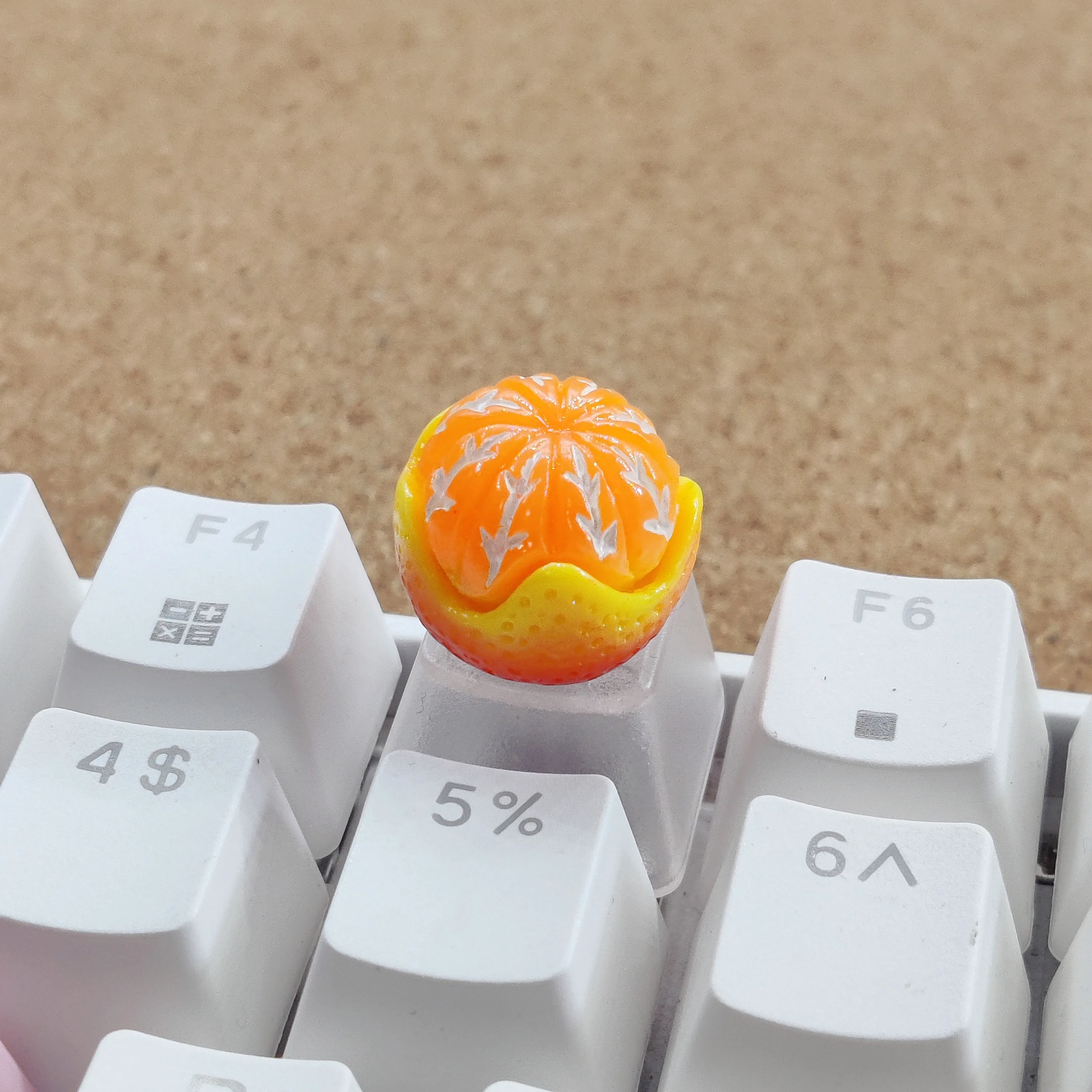 Teclas de teclado mecánico naranja creativas hechas a mano, teclas de frutas personalizadas transparentes, hachas cruzadas de alta belleza - imagen 3