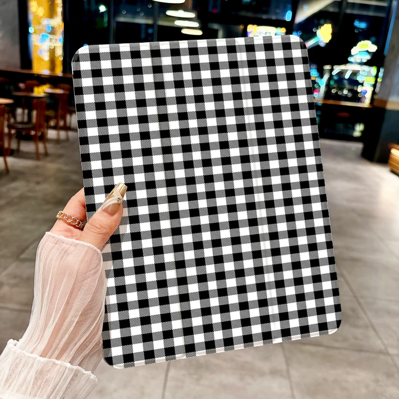 Funda a cuadros en blanco y negro ins para iPad pro 10/11 pulgadas 2020/6a/7a /8a /Air 3a/Air 4a/9a generación/Air 5a generación 2022/Air 11