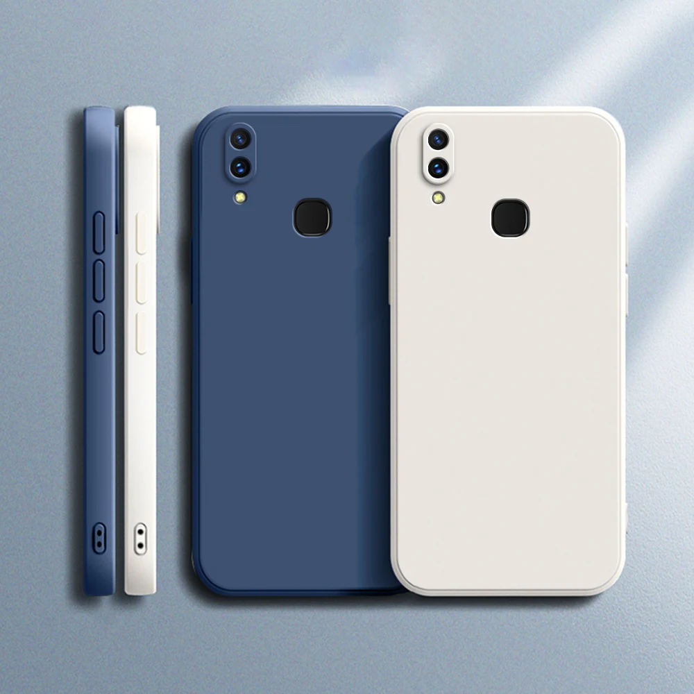 Funda cuadrada de teléfono para Samsung Galaxy A10S A20 A20S A30 A30S A50 A50S, Fundas de silicona líquida, funda protectora trasera para cámara