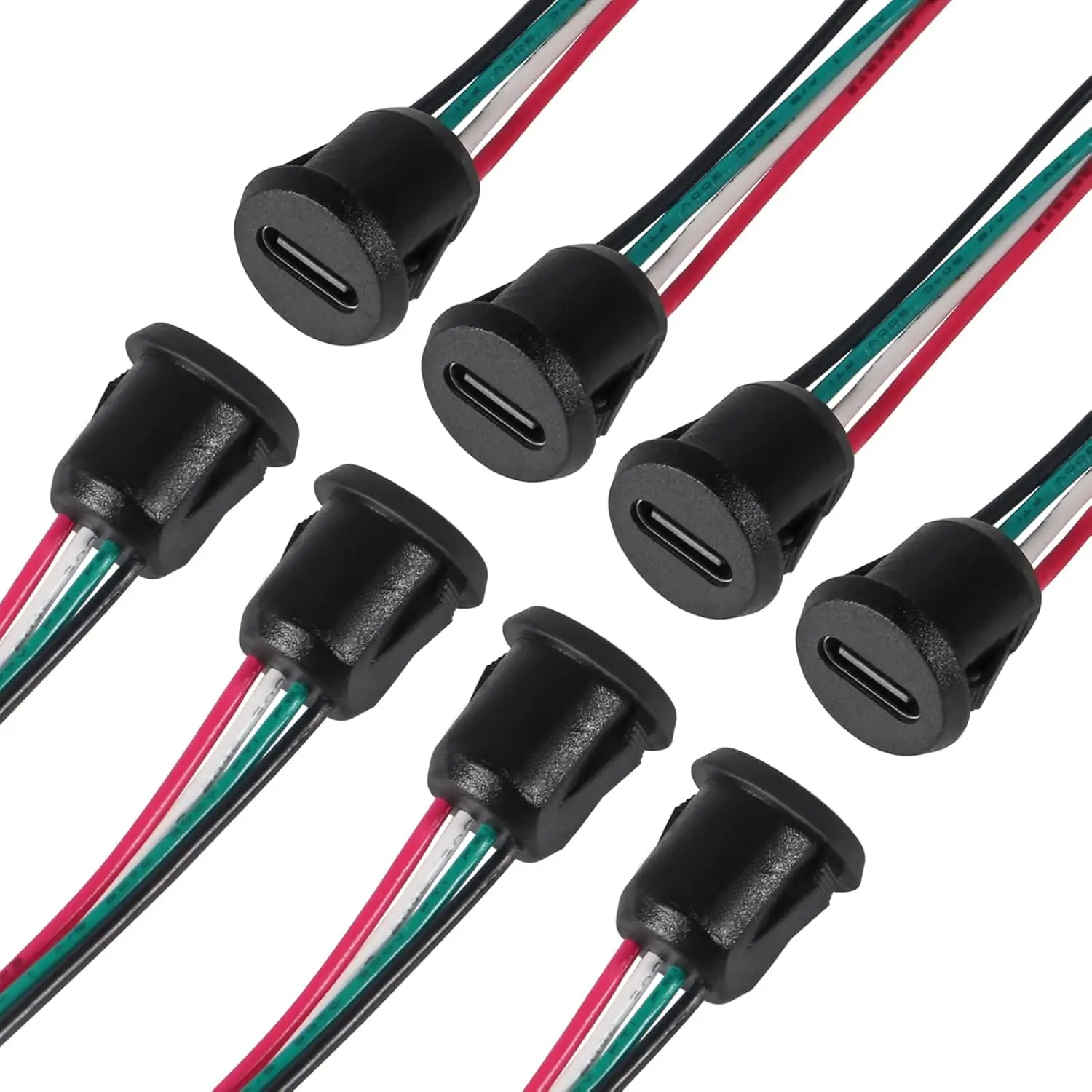 8 Uds tipo C chasis hembra 4P engarzado directo USB chasis hembra conector Jack puerto de carga hembra impermeable con hebilla de tarjeta