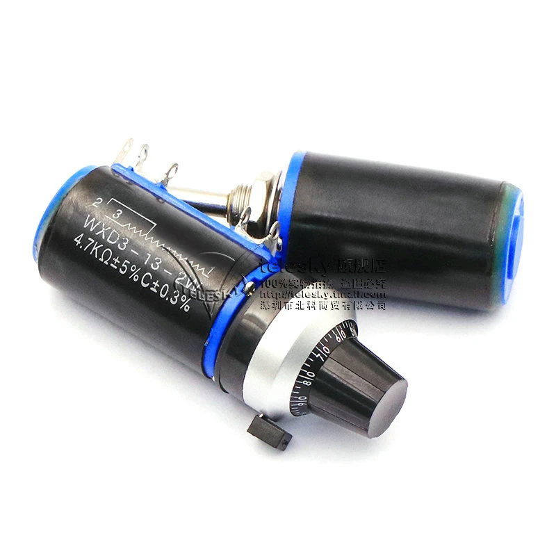 Potenciómetro bobinado de piezas, resistencia 1K, 2,2 K, 4,7 K, 10K, 22K, 47K, 100K, Ohm, 5/10 K, giro de precisión, perilla de potenciómetro de Dial, 1 WXD3-13-2W - imagen 2