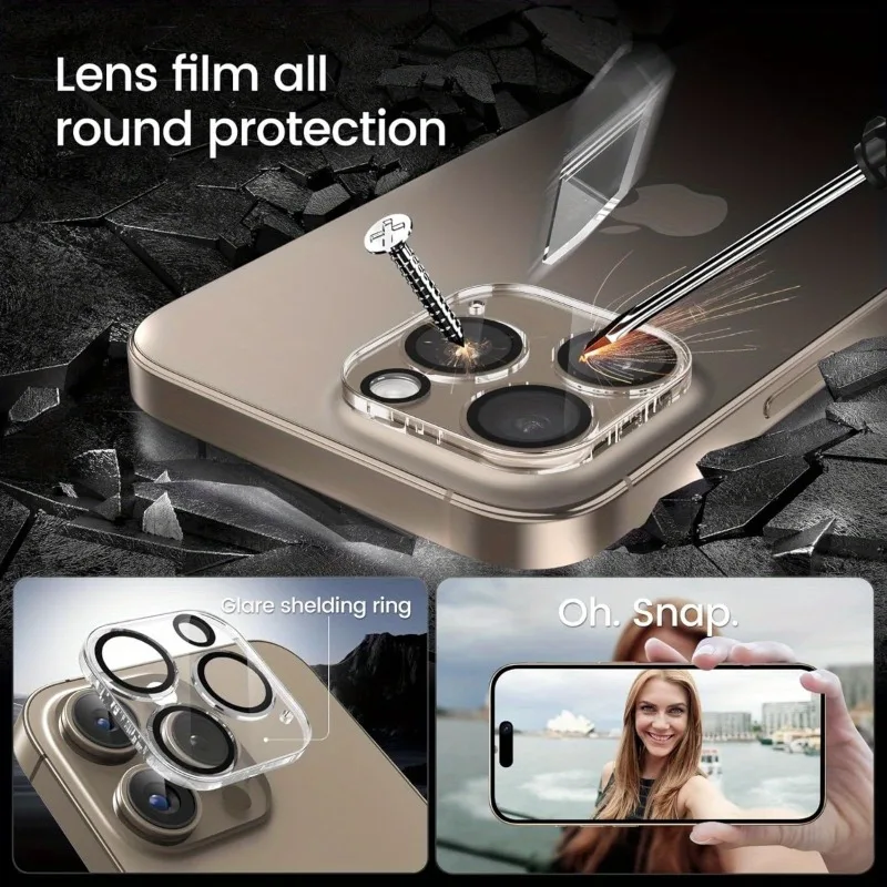 Paquete de 2 + 2 protectores de pantalla de privacidad con Protector de lente de cámara para iPhone 17 16 15 14 13 12 11 Pro Max Plus Mini 16e Air 15 Glass - imagen 5