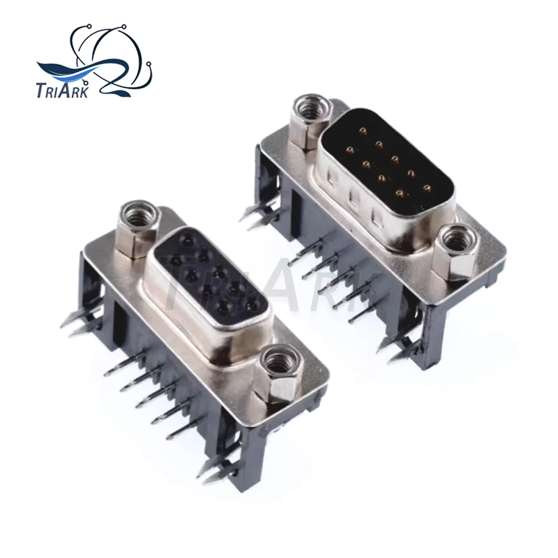 5/10 Uds DR9 agujero/Pin hembra/macho ángulo recto soldado d-sub conector de 9 pines conector RS232 aguja doblada de 90 grados DB9 DR9
