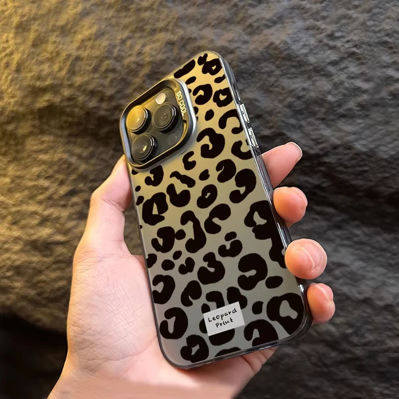 Funda de teléfono IMD chapada con estampado de leopardo colorido, adecuada para iPhone 16 15 Pro Max 14 13 12 11 Pro 16E 7 8 Plus X XS XR SE2 - imagen 5