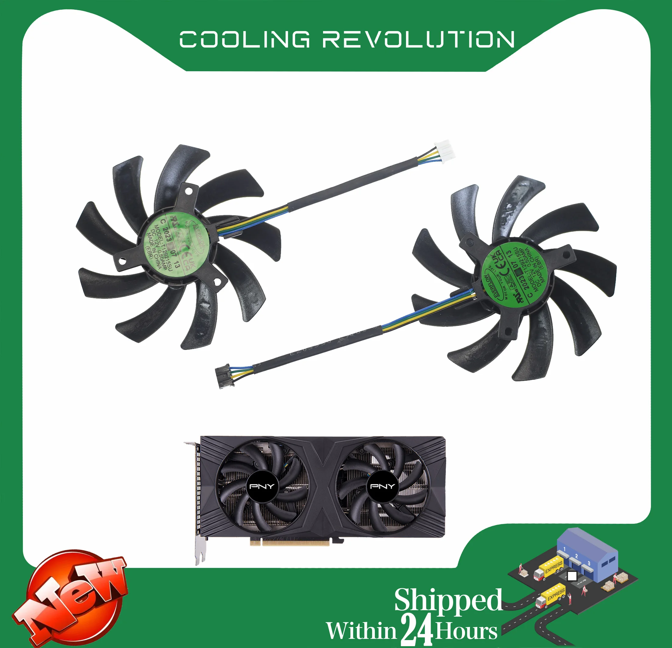 Ventilador de tarjeta gráfica de 4 pines para PNY GeForce RTX 4070 4060 Ti 4060 verso, ventilador Dual DLSS, 85MM, T129215SU, DC12V, 0.50AMP - imagen 2